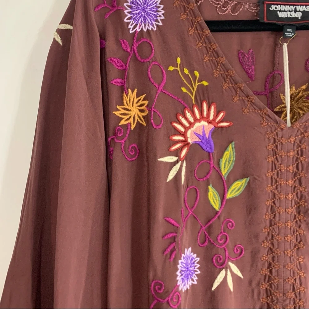 NWT Johnny Was Toni Dolman Tiered Midi Silk Dress, size XXL - Picture 6 of 15